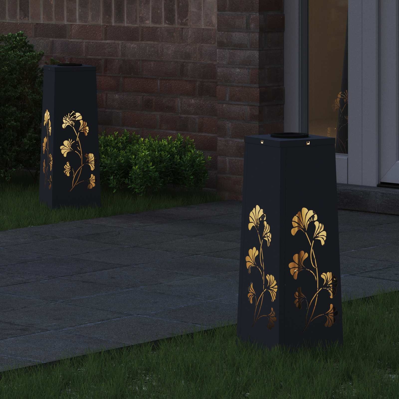 VidaXL Solar LED Pad Licht 2 pcs Antraciet Koudgewalst staal