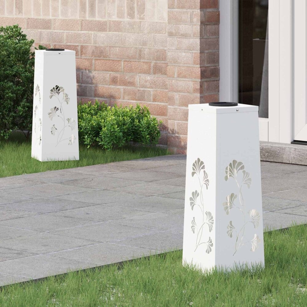 VidaXL Solar LED Pad Licht 2 pcs Wit Koudgewalst staal