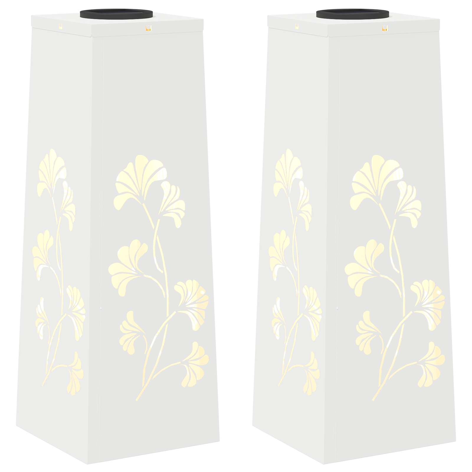 VidaXL Solar LED Pad Licht 2 pcs Wit Koudgewalst staal