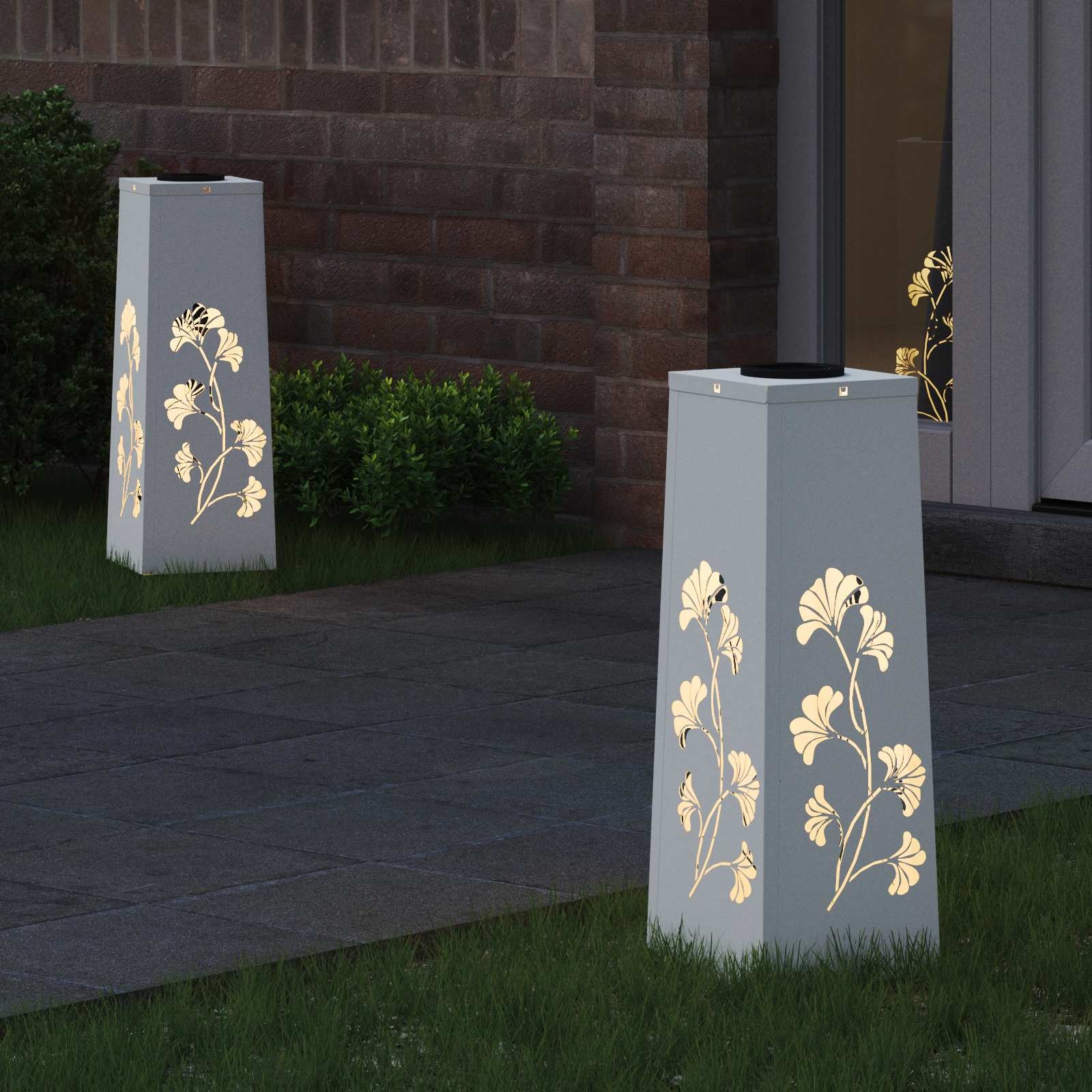 VidaXL Solar LED Pad Licht 2 pcs Wit Koudgewalst staal