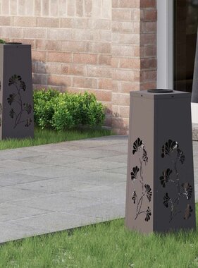 VidaXL Solar LED Pad Licht 2 pcs Zwart Koudgewalst staal