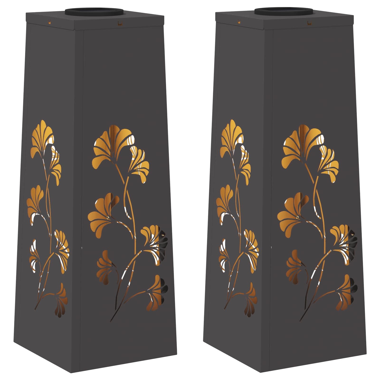 VidaXL Solar LED Pad Licht 2 pcs Zwart Koudgewalst staal