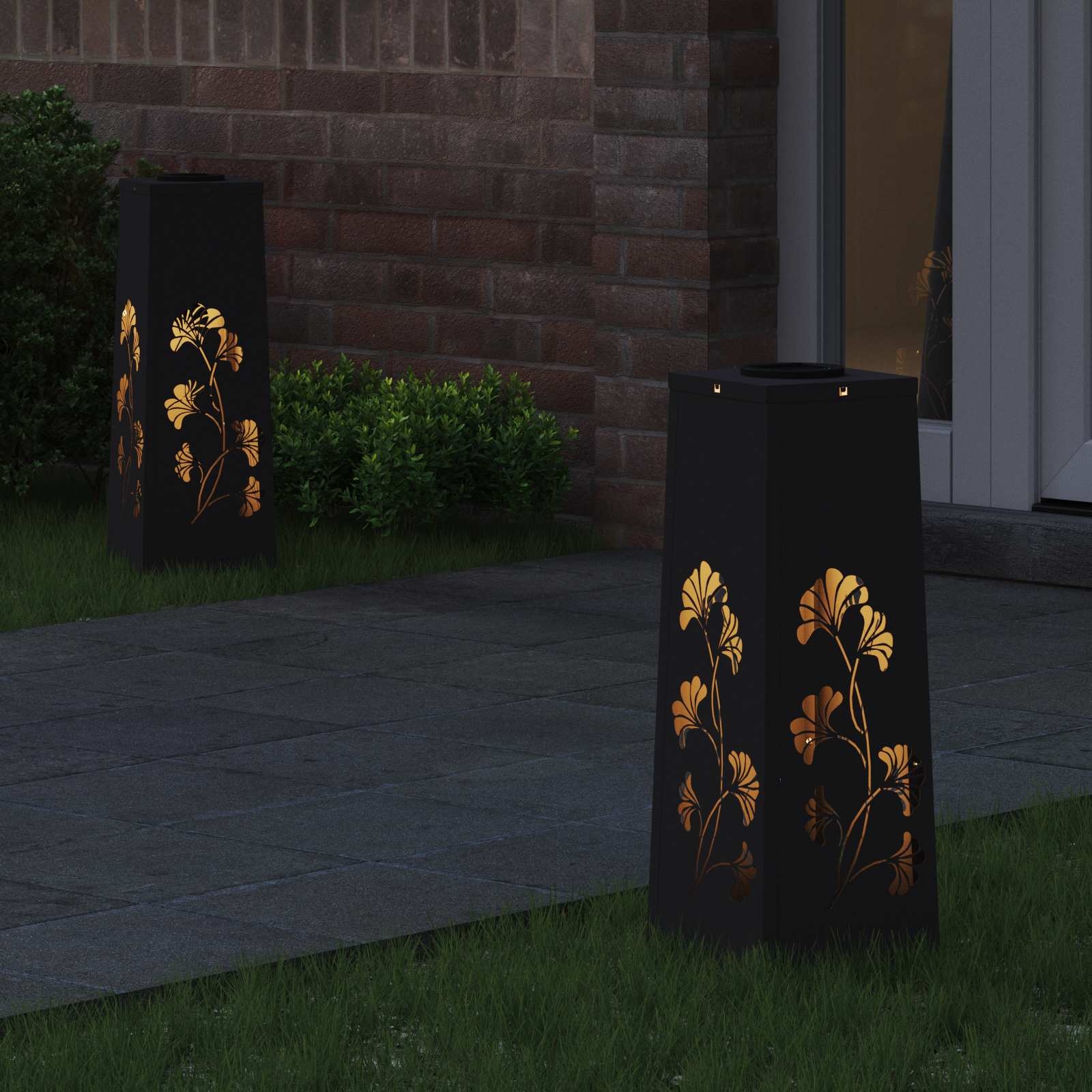 VidaXL Solar LED Pad Licht 2 pcs Zwart Koudgewalst staal