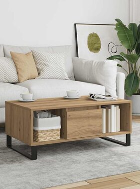 VidaXL Salontafel 90x50x36,5 cm bewerkt hout artisanaal eikenkleurig