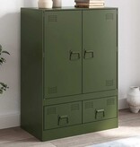 VidaXL Hoge kast 67x39x95 cm staal olijfgroen