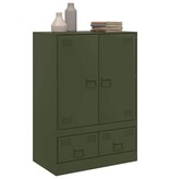 VidaXL Hoge kast 67x39x95 cm staal olijfgroen