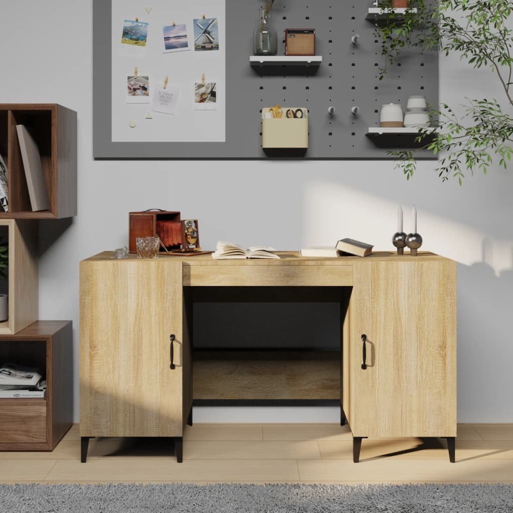 VidaXL Bureau 140x50x75 cm bewerkt hout sonoma eikenkleurig