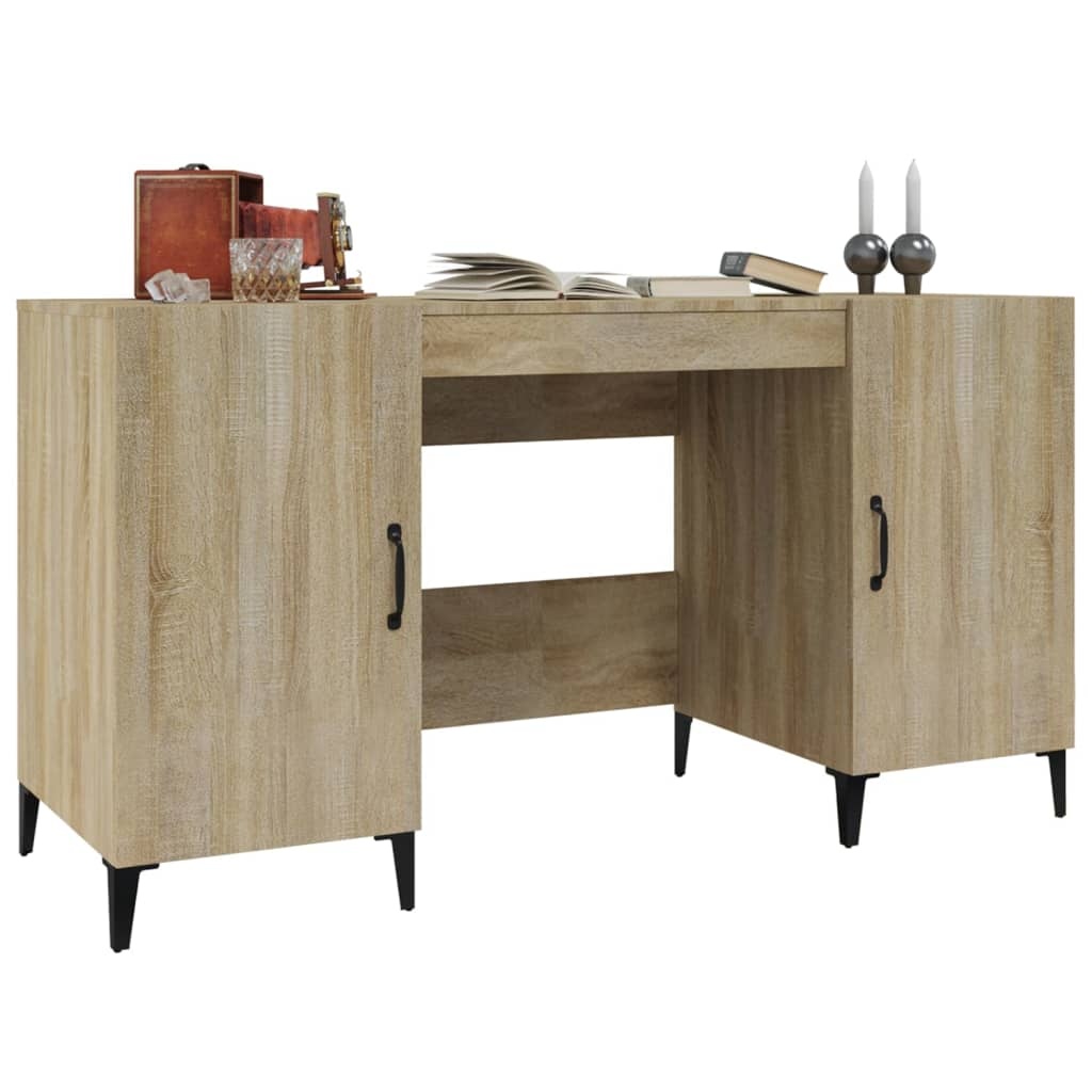 VidaXL Bureau 140x50x75 cm bewerkt hout sonoma eikenkleurig
