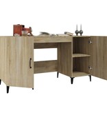VidaXL Bureau 140x50x75 cm bewerkt hout sonoma eikenkleurig