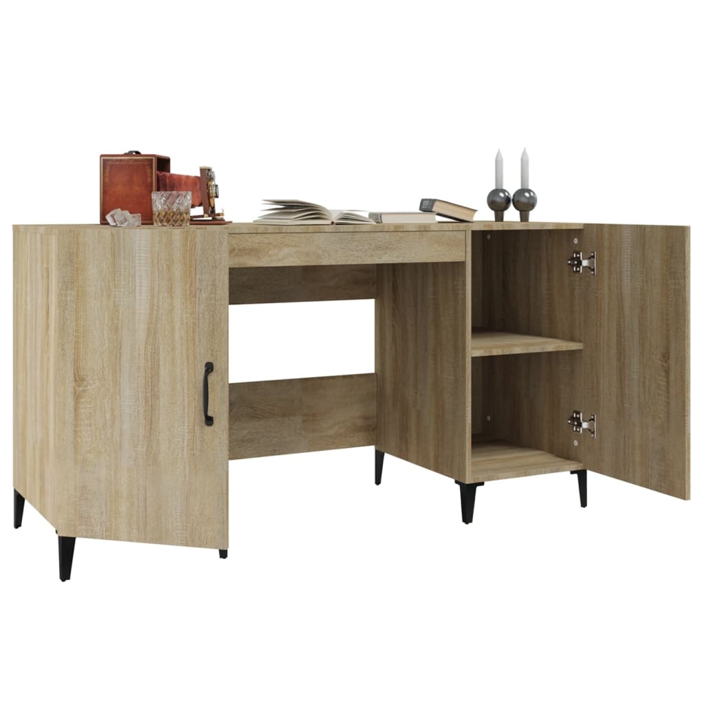 VidaXL Bureau 140x50x75 cm bewerkt hout sonoma eikenkleurig