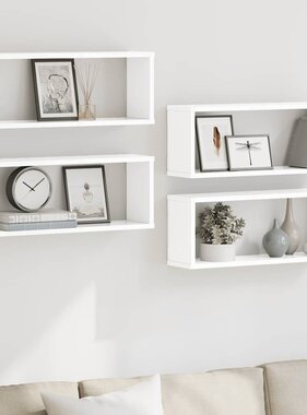 VidaXL Wandschappen kubus 4 st 60x15x23 cm bewerkt hout hoogglans wit