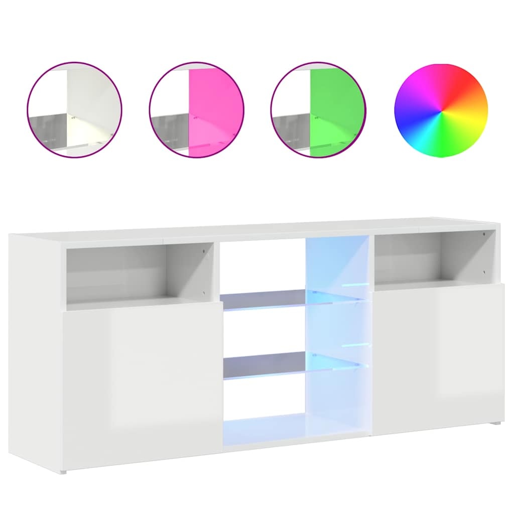 VidaXL Tv-meubel met LED-verlichting 120x30x50 cm hoogglans wit