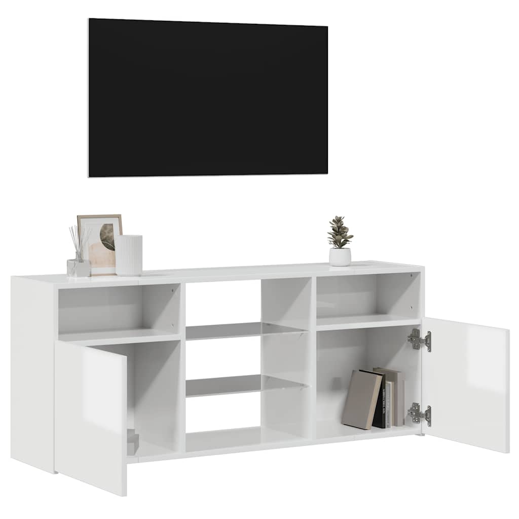 VidaXL Tv-meubel met LED-verlichting 120x30x50 cm hoogglans wit