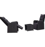 VidaXL 3-delige Bistroset met kussens poly rattan zwart