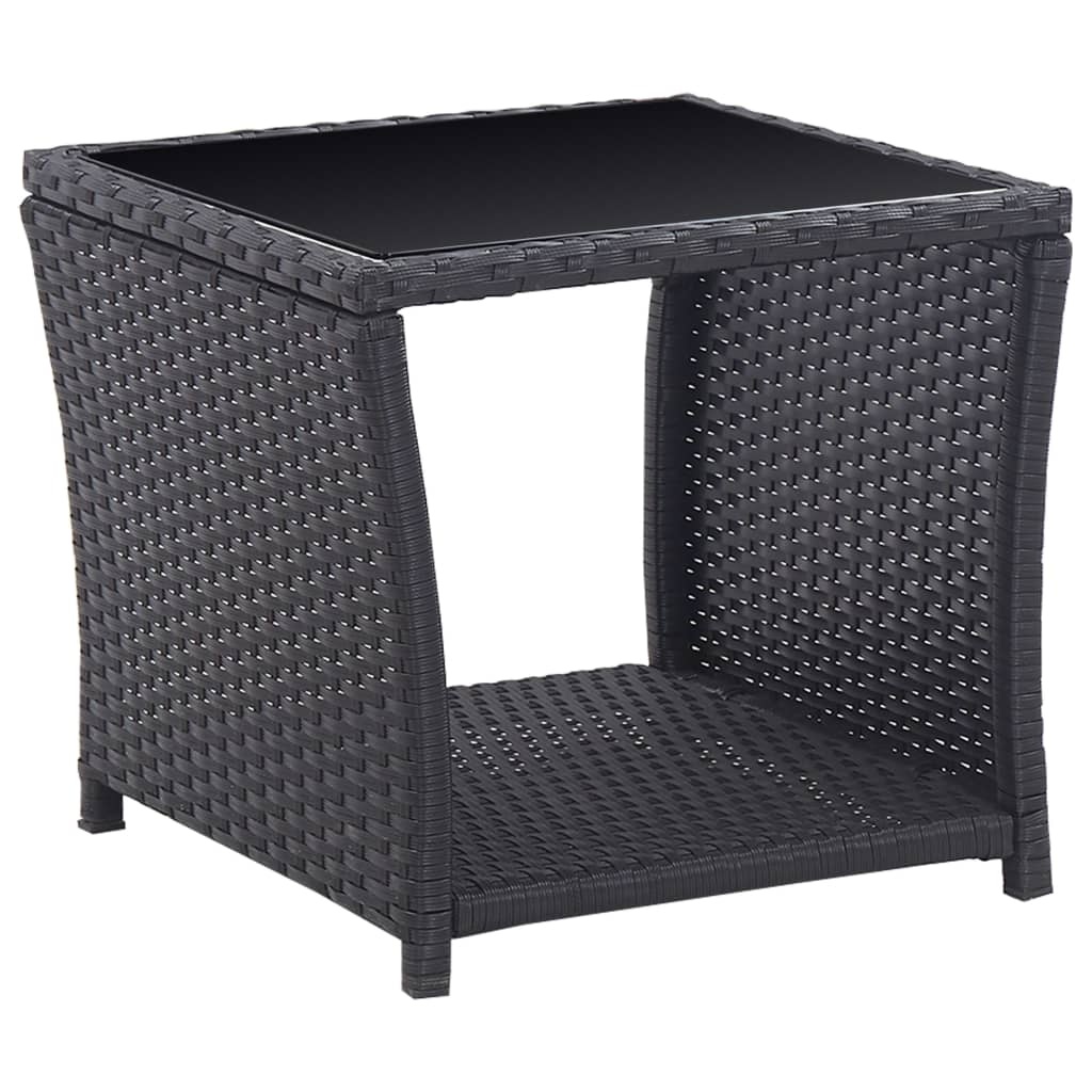 VidaXL 3-delige Bistroset met kussens poly rattan zwart