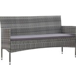 VidaXL Tuinbank 3-zits met kussens poly rattan grijs