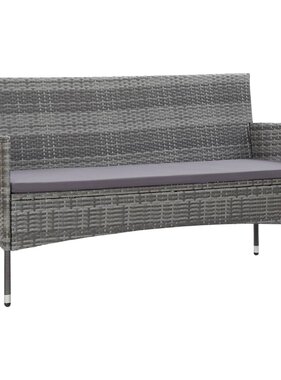 VidaXL Tuinbank 3-zits met kussens poly rattan grijs