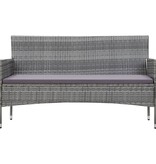 VidaXL Tuinbank 3-zits met kussens poly rattan grijs