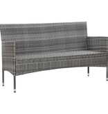 VidaXL Tuinbank 3-zits met kussens poly rattan grijs