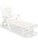 VidaXL Ligstoel met voetsteun kunststof wit