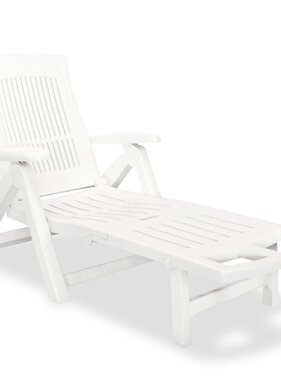 VidaXL Ligstoel met voetsteun kunststof wit