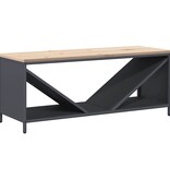 VidaXL Brandhoutrek met houten blad 100,5x35,5x40 cm antracietkleurig