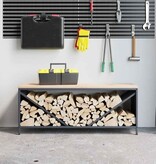 VidaXL Brandhoutrek met houten blad 100,5x35,5x40 cm antracietkleurig