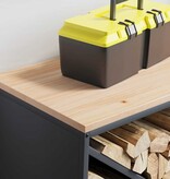 VidaXL Brandhoutrek met houten blad 100,5x35,5x40 cm antracietkleurig