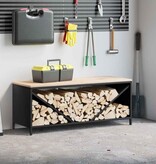 VidaXL Brandhoutrek met houten blad 100,5x35,5x40 cm zwart