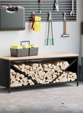 VidaXL Brandhoutrek met houten blad 100,5x35,5x40 cm zwart