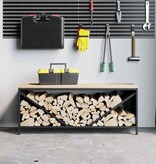 VidaXL Brandhoutrek met houten blad 100,5x35,5x40 cm zwart