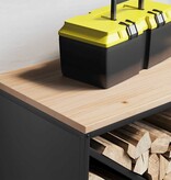 VidaXL Brandhoutrek met houten blad 100,5x35,5x40 cm zwart