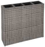 VidaXL Plantenbak verhoogd met 4 potten poly rattan grijs