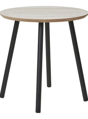 House Nordic ApS Aalst Bijzettafel - Staal, MDF, Zwart, Beige - Ø40x40 cm