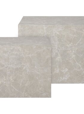 House Nordic ApS Praagse salontafelset - Beige, marmerlook, MDF, decorpapier, set van 2
