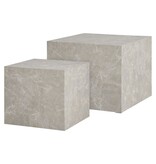 House Nordic ApS Praagse salontafelset - Beige, marmerlook, MDF, decorpapier, set van 2