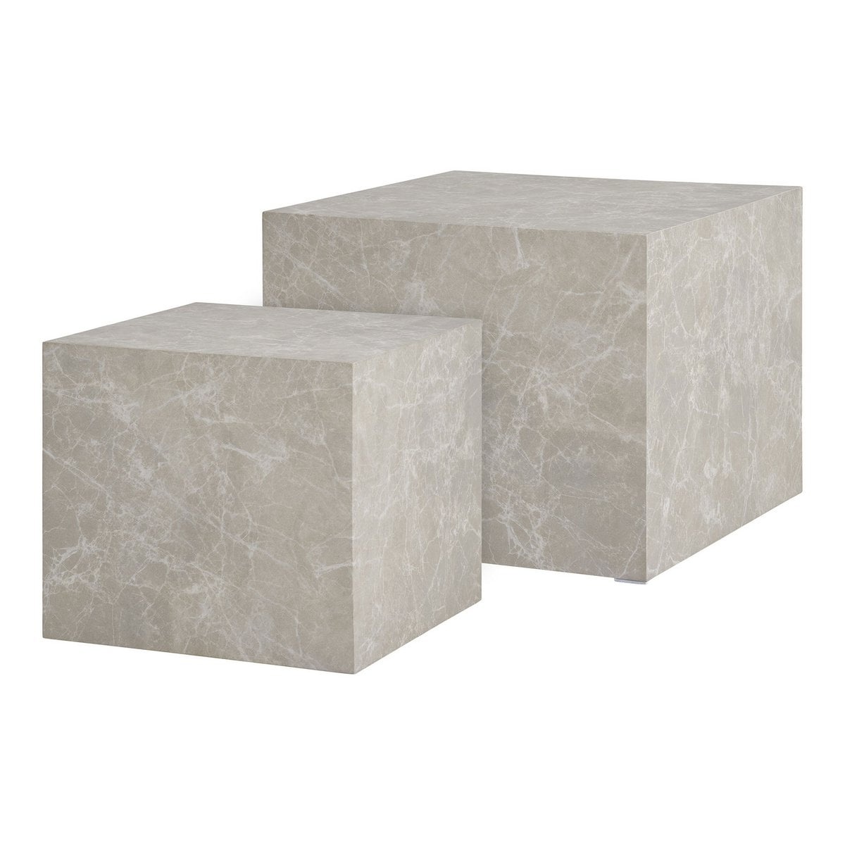 House Nordic ApS Praagse salontafelset - Beige, marmerlook, MDF, decorpapier, set van 2