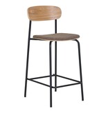 House Nordic ApS Estepona Counter Chair - Natuur/Bruin/Zwart, Staal, Polyester, Multiplex, 49x42,5x95cm - set van 2
