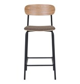 House Nordic ApS Estepona Counter Chair - Natuur/Bruin/Zwart, Staal, Polyester, Multiplex, 49x42,5x95cm - set van 2