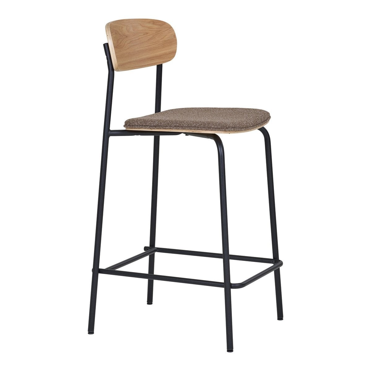 House Nordic ApS Estepona Counter Chair - Natuur/Bruin/Zwart, Staal, Polyester, Multiplex, 49x42,5x95cm - set van 2