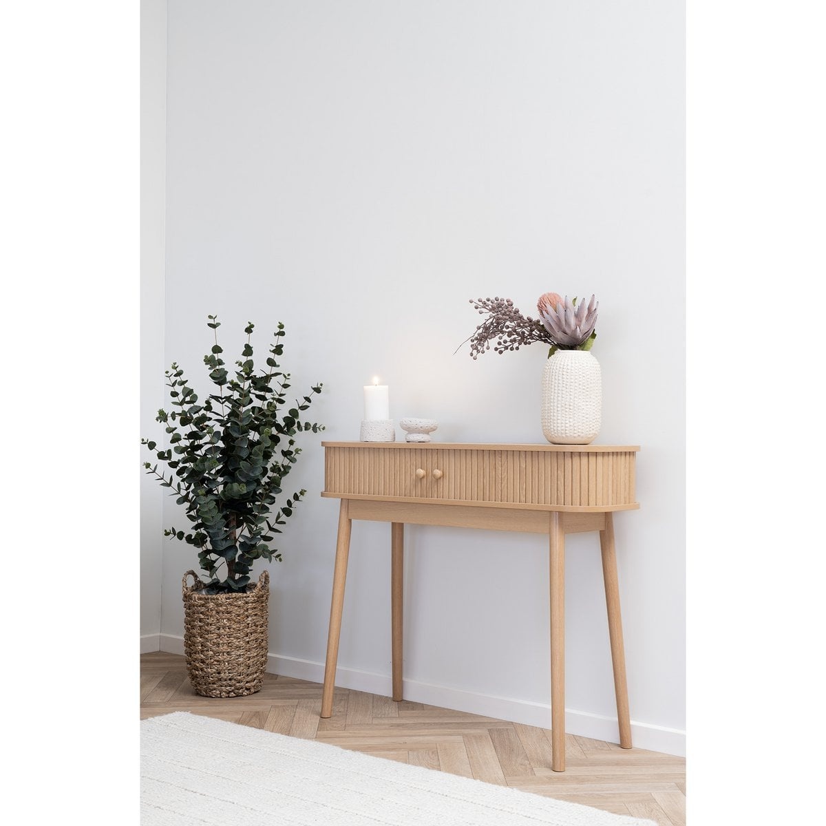 House Nordic ApS Nikko Consoletafel - Natuurlijk, MDF/Genen, 100x30x80,5 cm
