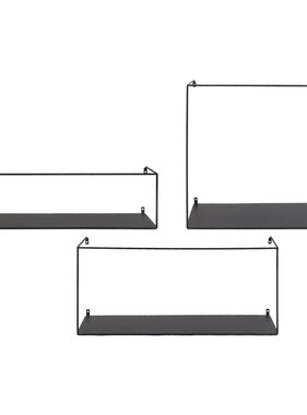 House Nordic ApS Ulmo Wall Plank - Zwart, staal - set van 3
