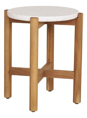 House Nordic ApS Terracina Bijzettafel - Natuurlijk/Wit, Acacia/Terrazzo, ø37x46 cm