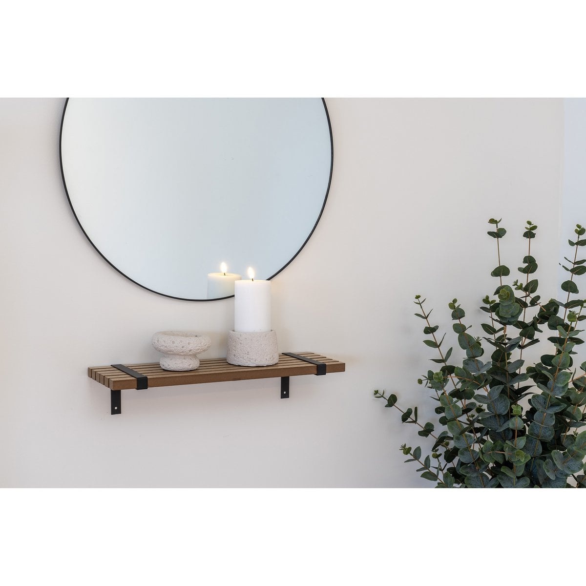 House Nordic ApS Luxor wandplank - Natuurlijk/zwart, MDF/Ash -fineer/metaal, 50x15x10 cm