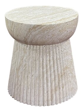 House Nordic ApS Bonn Bijzettafel - Natuurlijk, Fiberclay met groefontwerp, ø37x43 cm