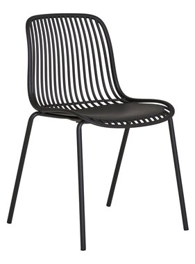 House Nordic ApS Branson Garden Chair - Zwart, stapelbaar, 55x46,5x82 cm - set van 4