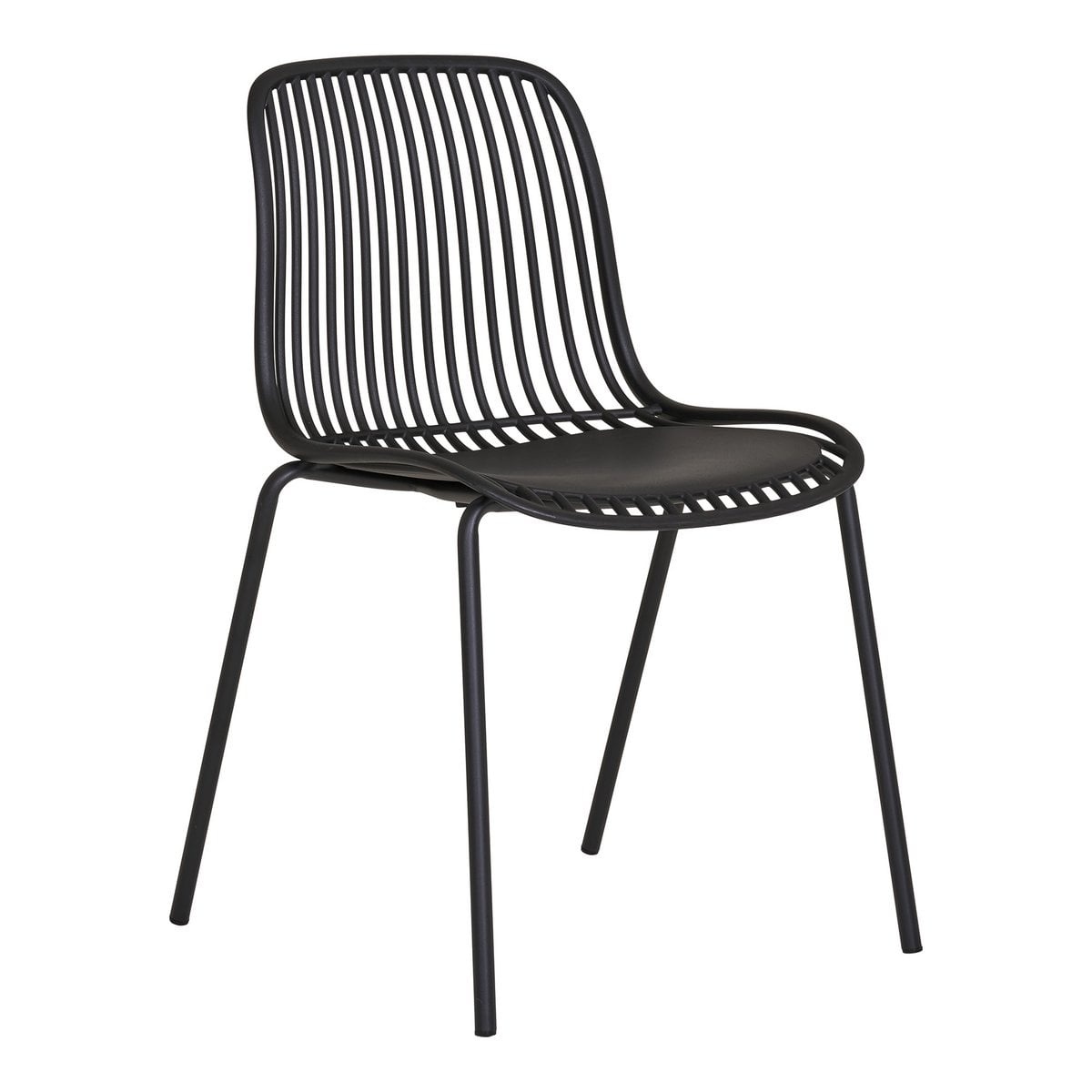 House Nordic ApS Branson Garden Chair - Zwart, stapelbaar, 55x46,5x82 cm - set van 4