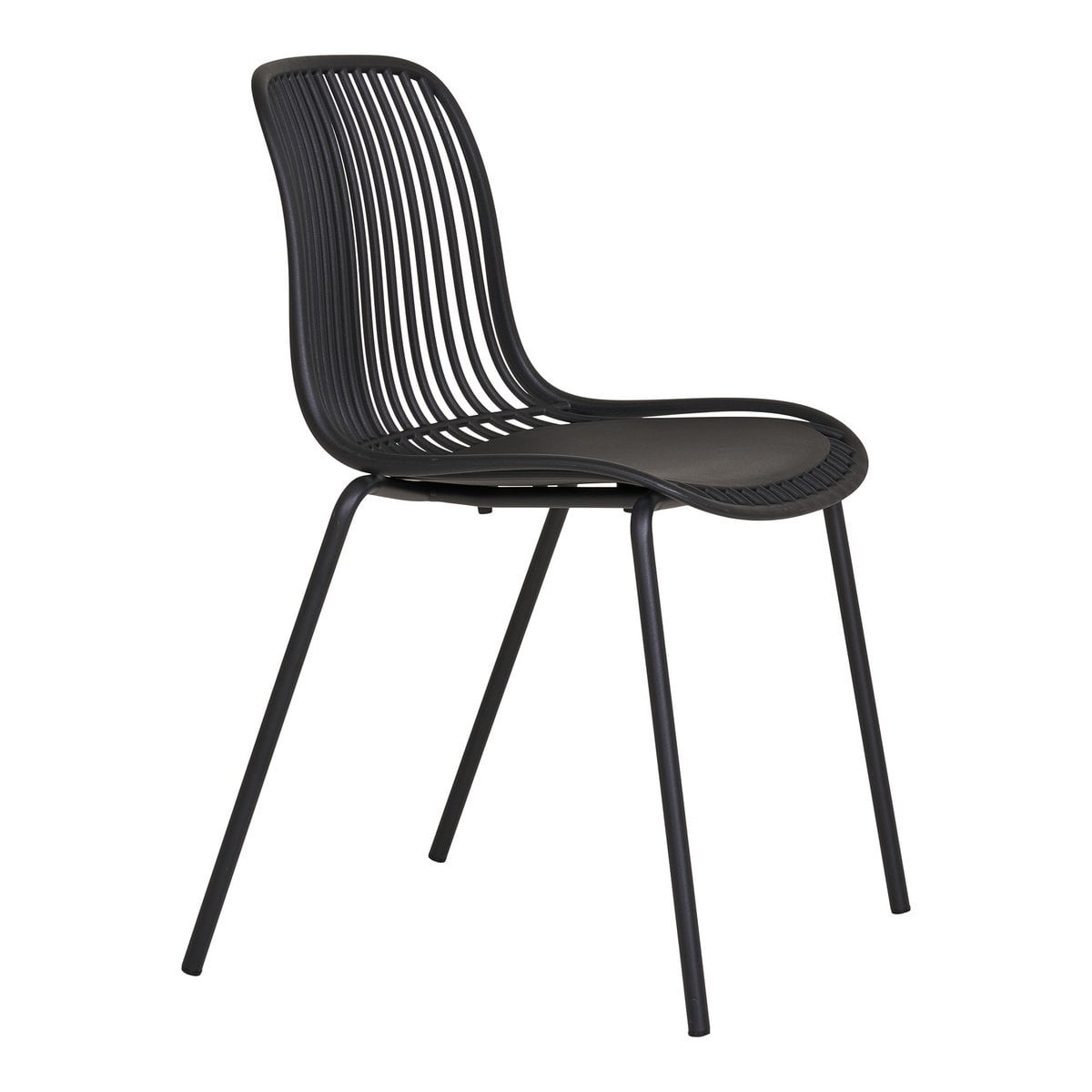 House Nordic ApS Branson Garden Chair - Zwart, stapelbaar, 55x46,5x82 cm - set van 4