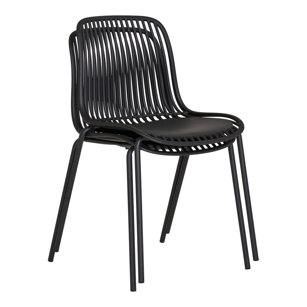 House Nordic ApS Branson Garden Chair - Zwart, stapelbaar, 55x46,5x82 cm - set van 4