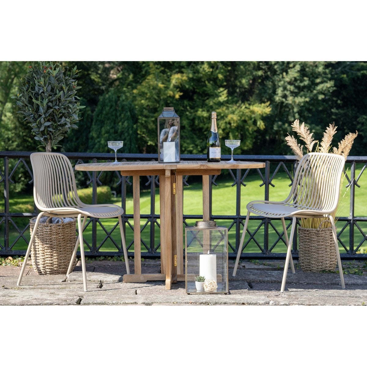 House Nordic ApS Branson Garden stoel - zand, stapelbaar, 55x46,5x82 cm - set van 4